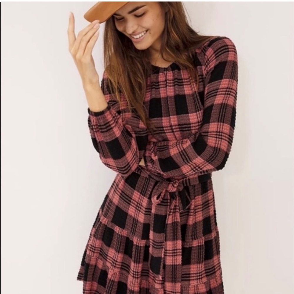 Anthropologie Cloth & Stone Daia Plaid Dress